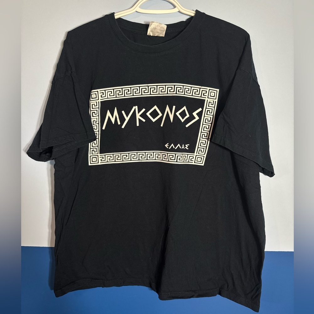 Mens Vintage Black Mykonos Graphic T-Shirt